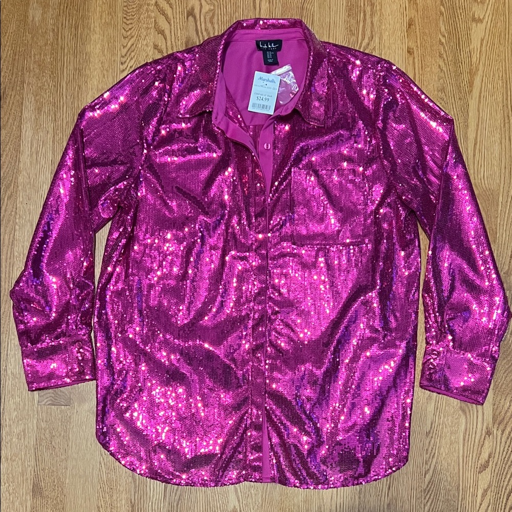 Nicole Miller Fuchsia Sequin Blouse